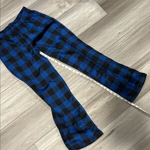 Blue and Black Plaid Flannel Pajama Bottoms